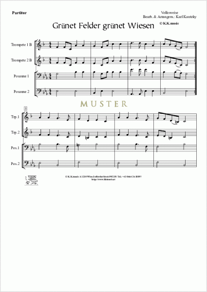 VOLKSWEISE - Grünet Felder grünet Wiesen - Weihnachten (Blechbläser Quartett)