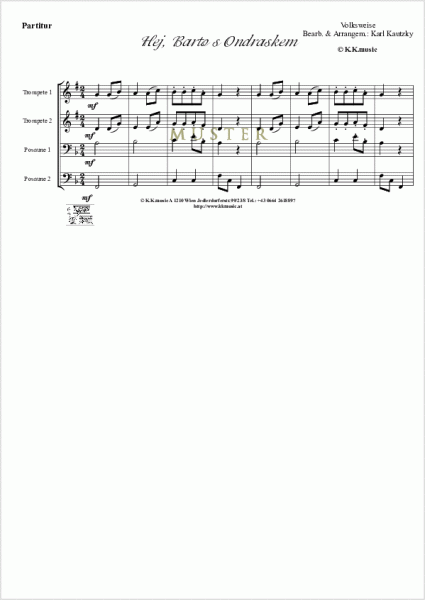 VOLKSWEISE - Hej, Barto s Ondraskem - Weihnachten (Blechbläser Quartett)